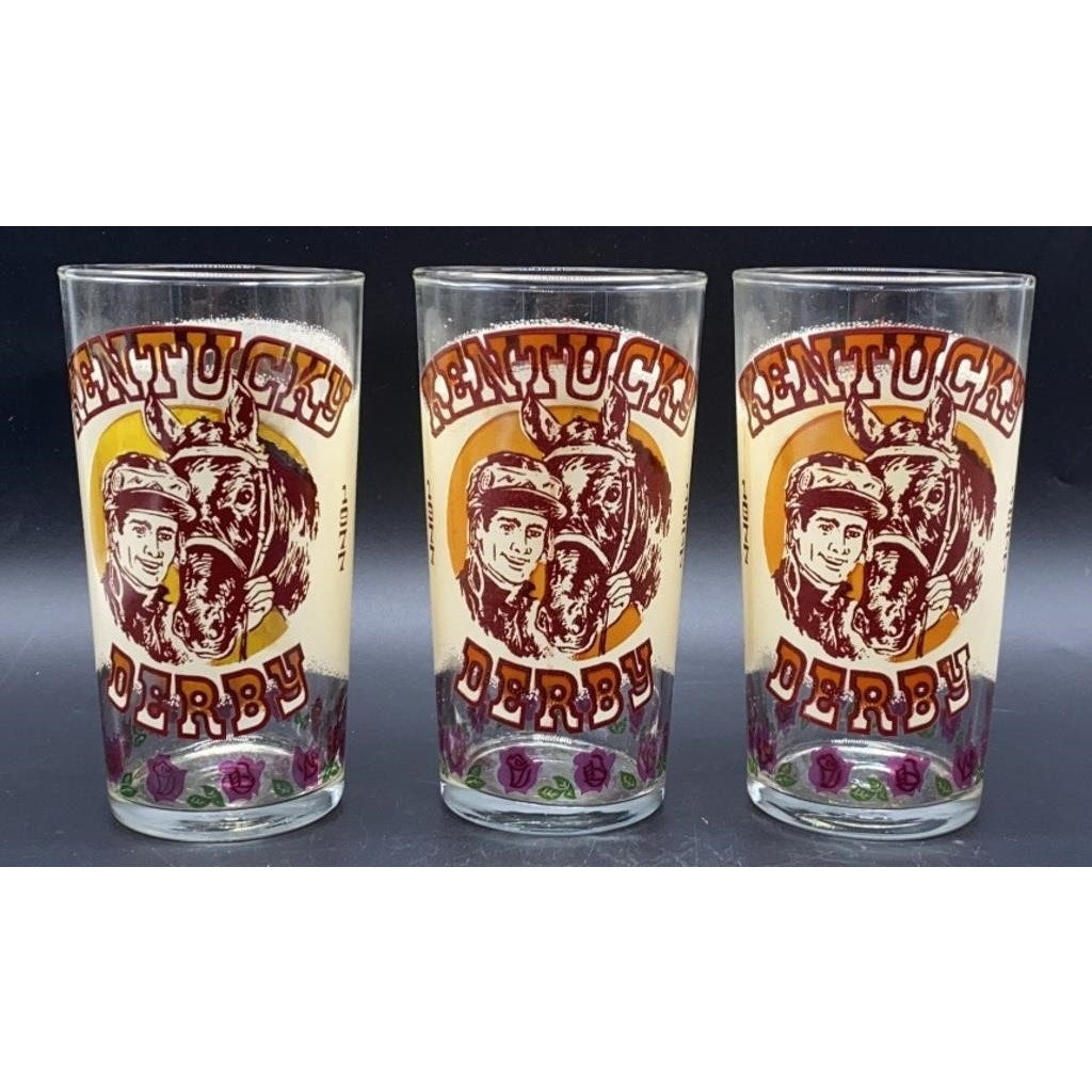 VTG Official 1977 Kentucky Derby Glasses Set of 5 Churchill Downs Souvenir