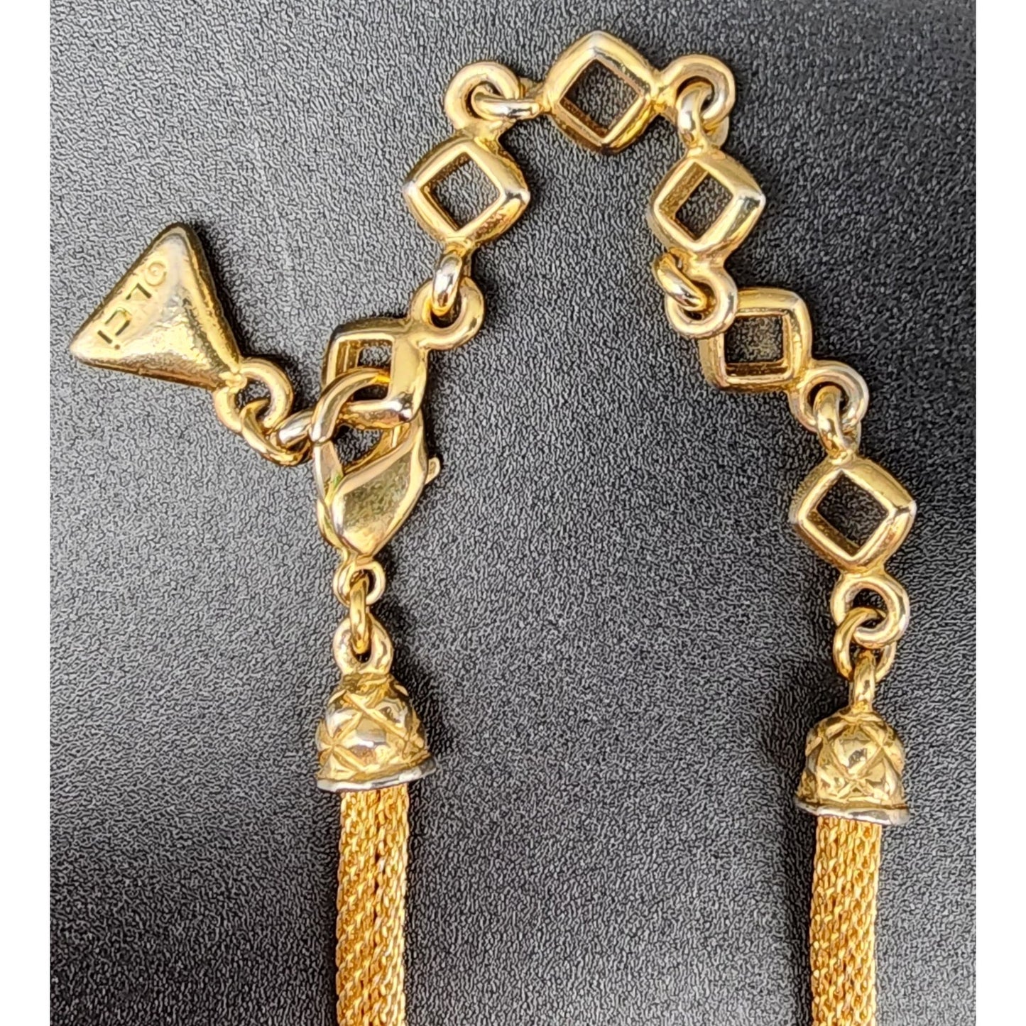 Set of 3 Vintage Gold & Rose Gold Necklaces Tassel Filigree Pendant Lot - 1980s