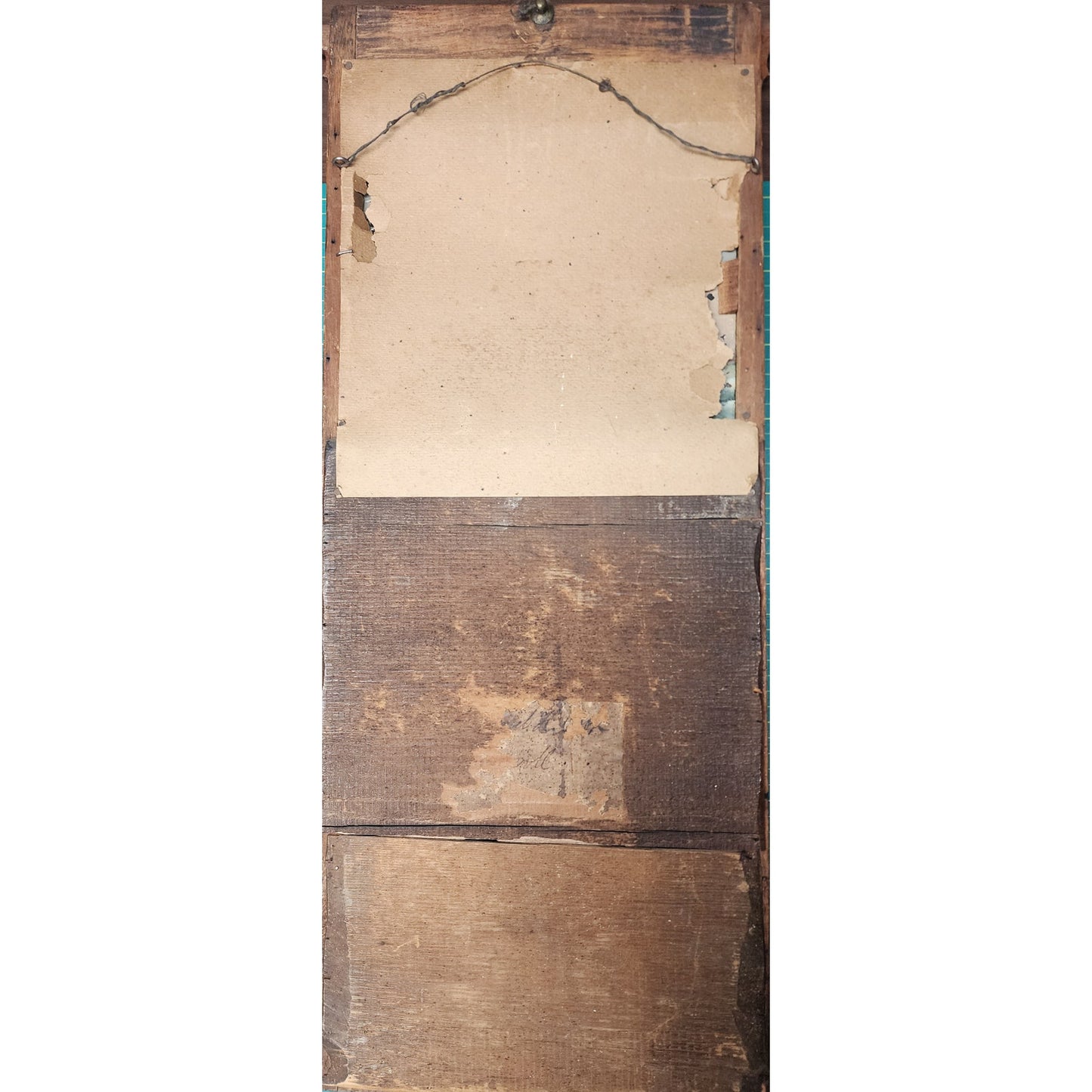 Antique Federal Mahogany Tabernacle Mirror w/ Mayflower Reverse Glass Painting