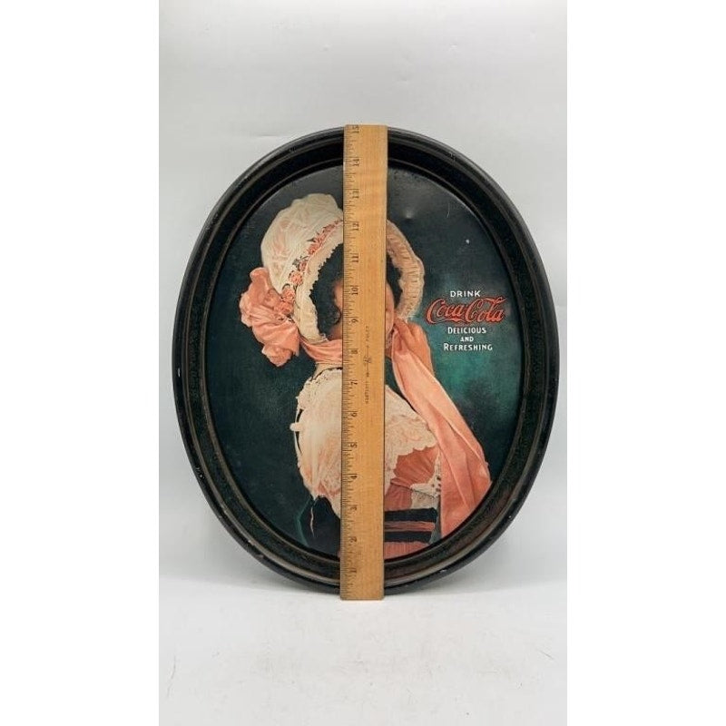 VTG 1973 Coca-Cola Tray Betty Girl Oval Tin 1920s Ad Repro 12.5x15"