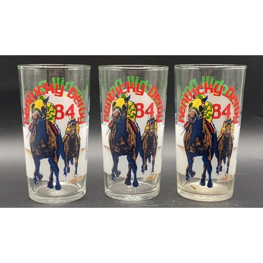 VTG Official 1984 Kentucky Derby Glasses Set of 6 Churchill Downs Souveni