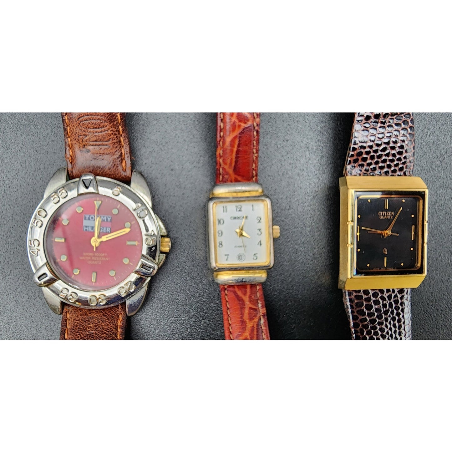 Vintage Watch Trio Lot—Tommy Hilfiger, Citizen, Cherokee—All Working, Needs Batteries