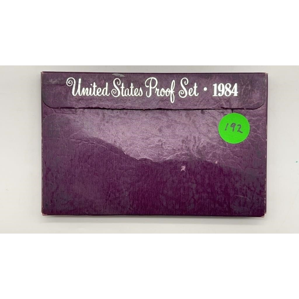 1984 S US Mint Proof Set 5 Coins Original Box & COA Kennedy Half Dollar