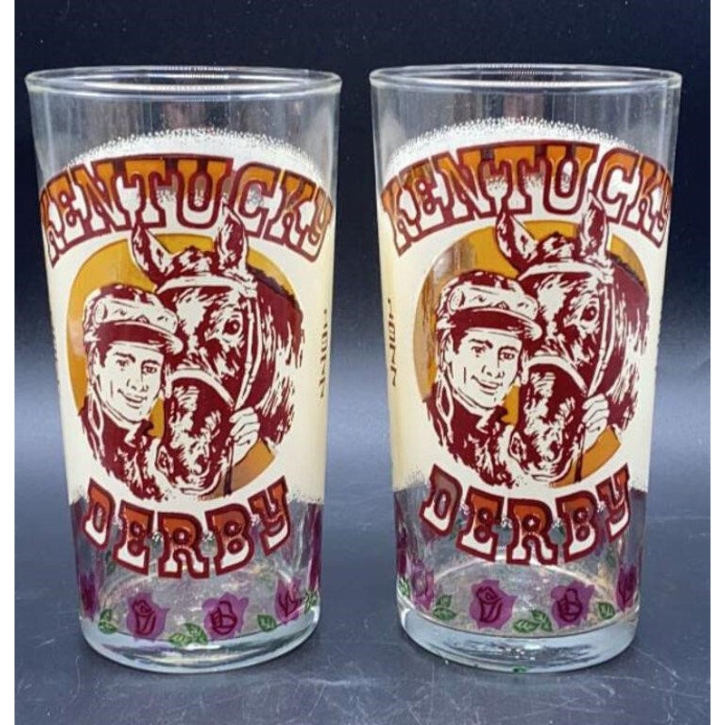 VTG Official 1977 Kentucky Derby Glasses Set of 5 Churchill Downs Souvenir