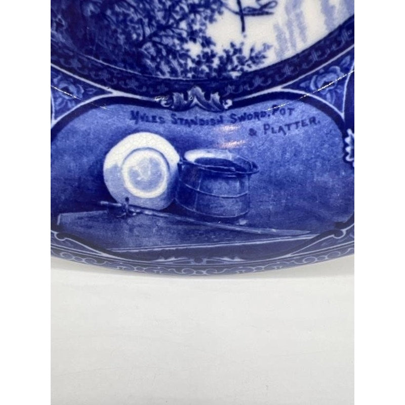 1905 Staffordshire A.S. Burbank Myles Standish Souvenir Bowl Plate Flow Blue