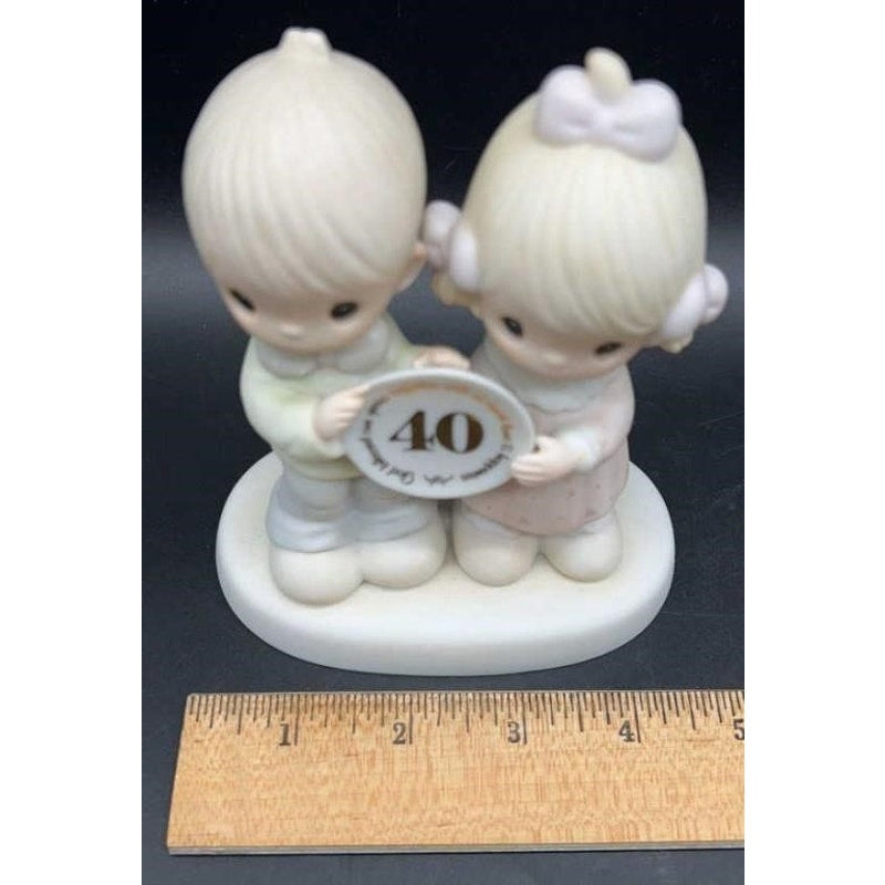 VTG Precious Moments Figurine 1983 Enesco Jonathan & David 40th Anniversary