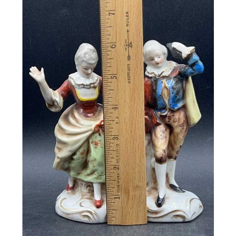 Vintage Occupied Japan Maruyama Porcelain Victorian Couple Figurines Hand Painted