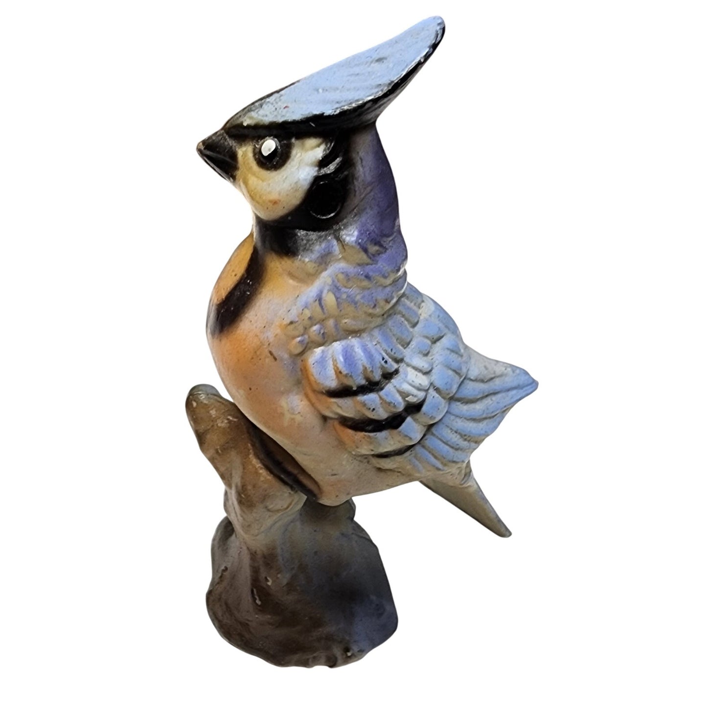 Set of 4 Vintage Hand Painted Porcelain Bird Figurines Japan Blue Jay