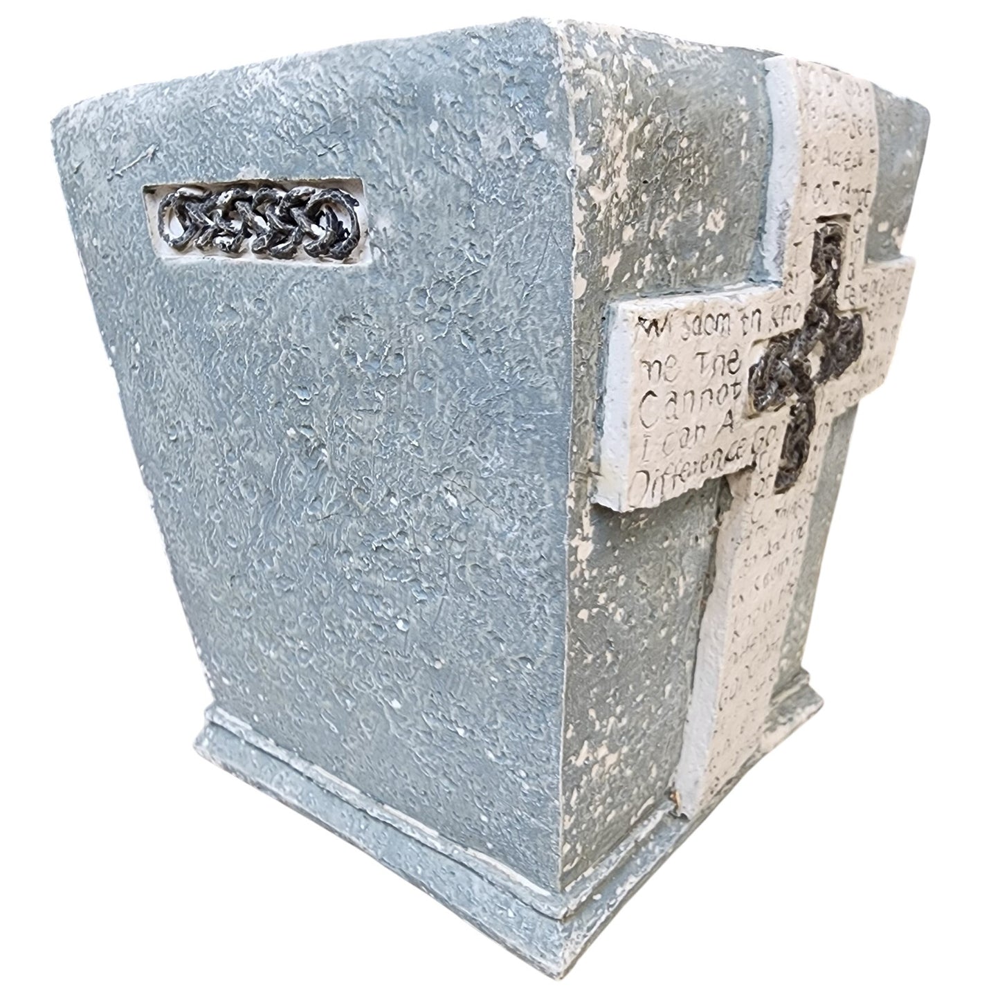 Serenity Prayer Cross Sphere Planter– Sage Green - Heavy Plaster/Concrete Decor