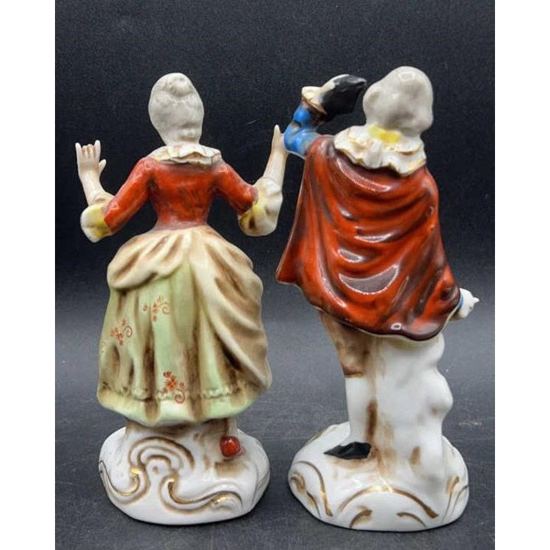 Vintage Occupied Japan Maruyama Porcelain Victorian Couple Figurines Hand Painted