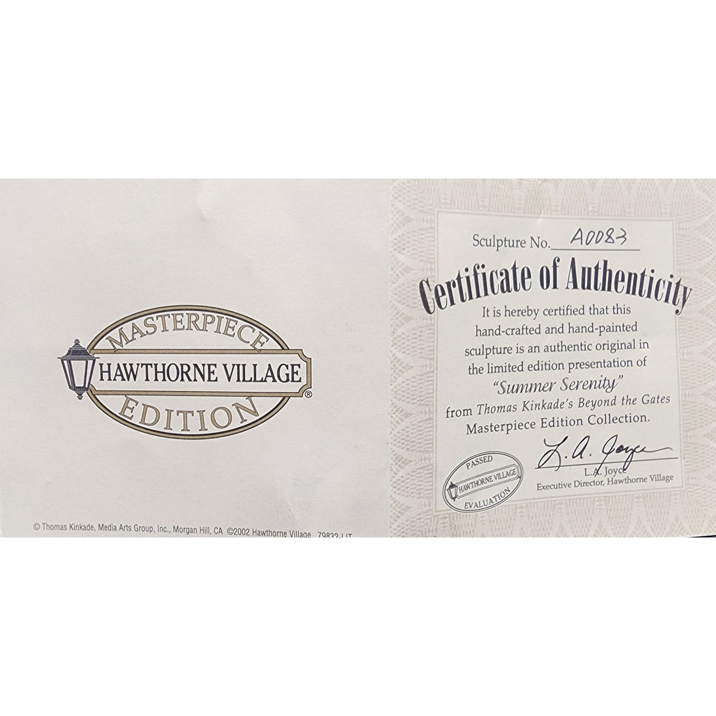 Thomas Kinkade Summer Serenity Masterpiece Village Lighted Sculpture A0083 COA