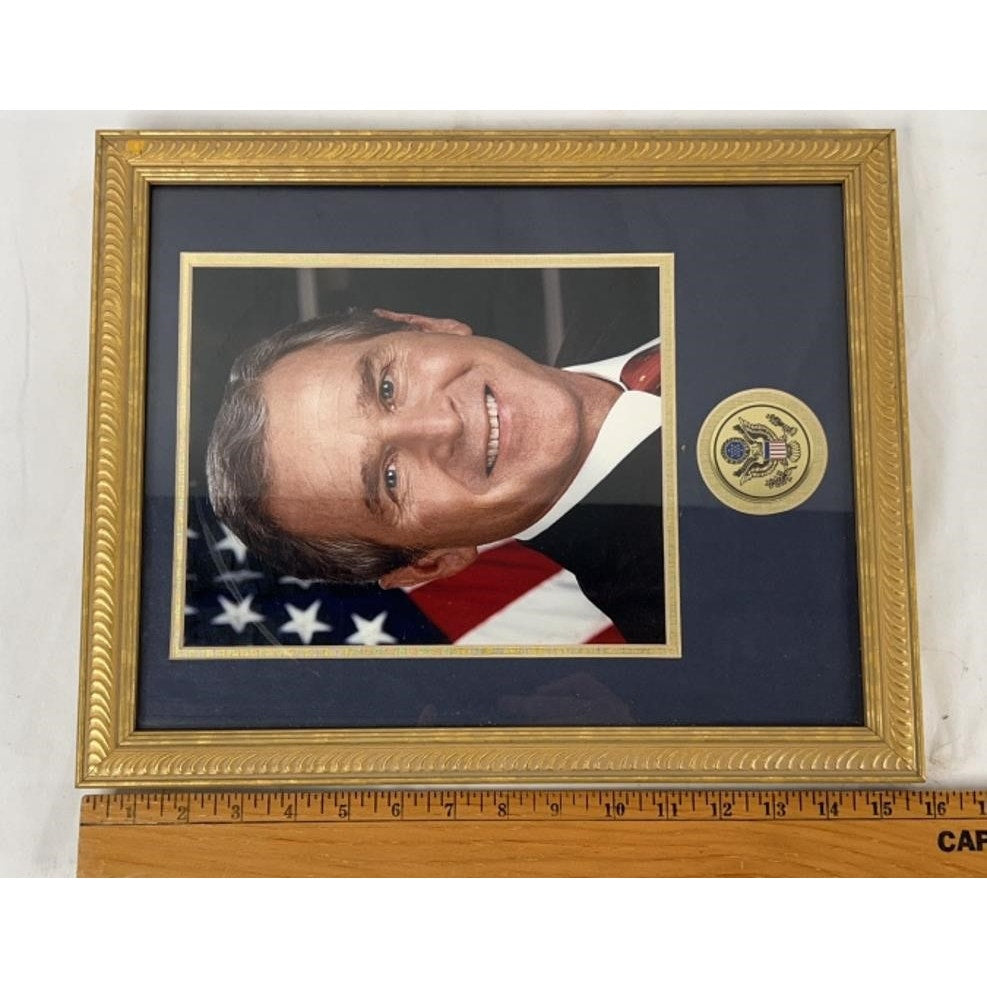Pres. George W. Bush Framed Photo Gold Seal 12.5x15.75" Ready to Hang