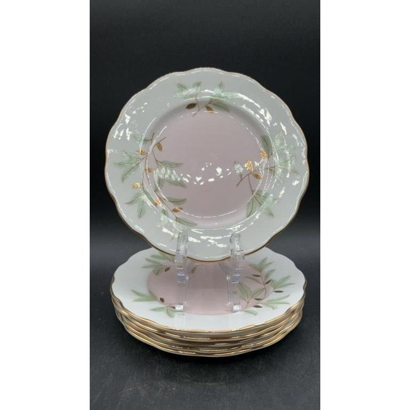 Royal Albert Braemar Bone China 6.25" Dessert Plates Set of 6 Pink Gold Fluted