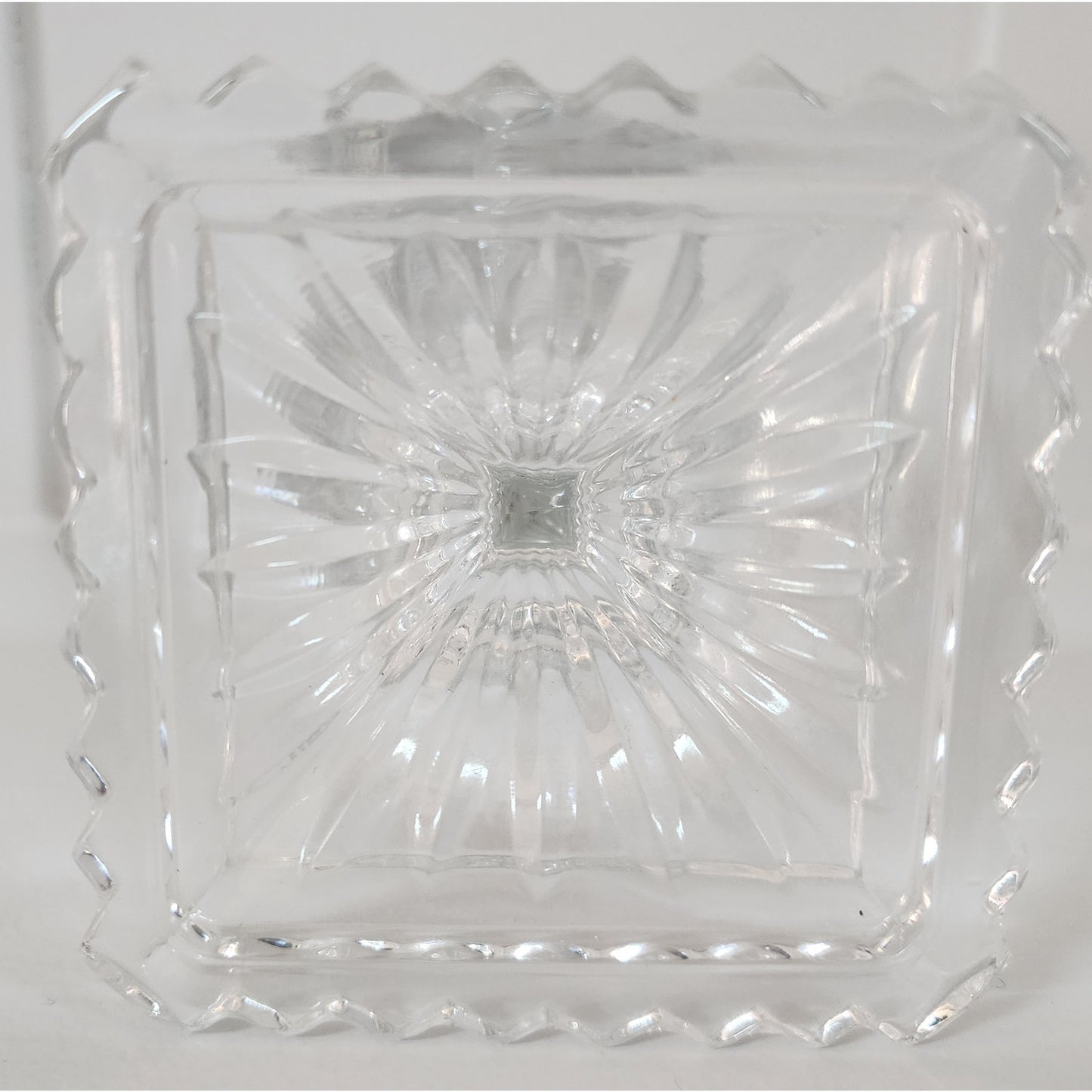 Vintage Lead Crystal Cut Glass Egg on Pedestal Base 7.25" Starburst & Leaf Motif