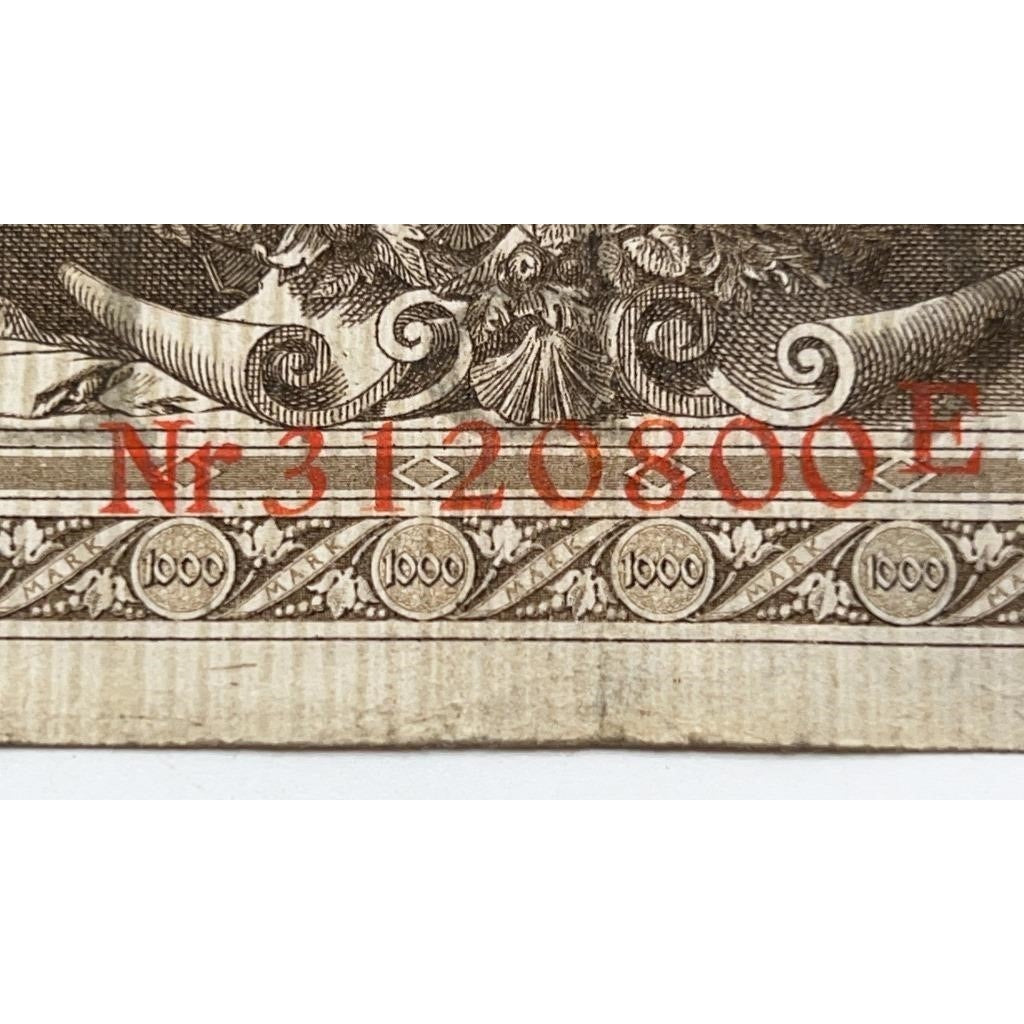 2× 1910 Germany 1000 Mark Reichsbanknote Berlin Red Seal Pre-WWI Rare Pair