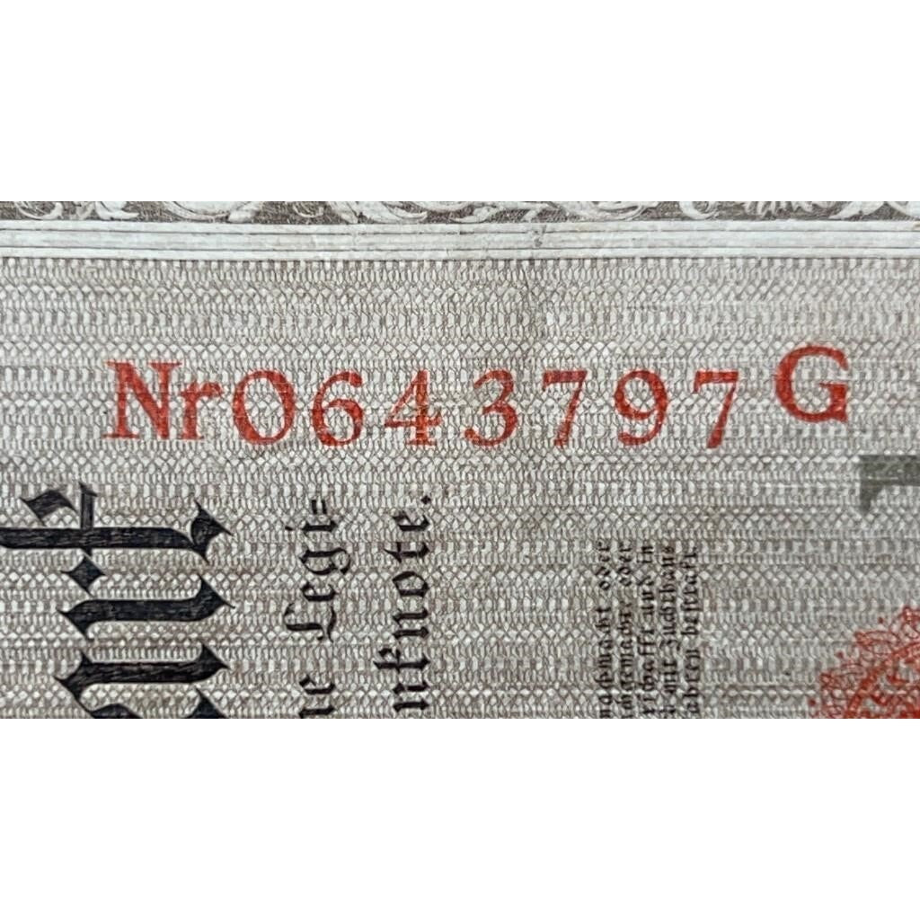 2× 1910 Germany 1000 Mark Reichsbanknote Berlin Red Seal Pre-WWI Rare Pair