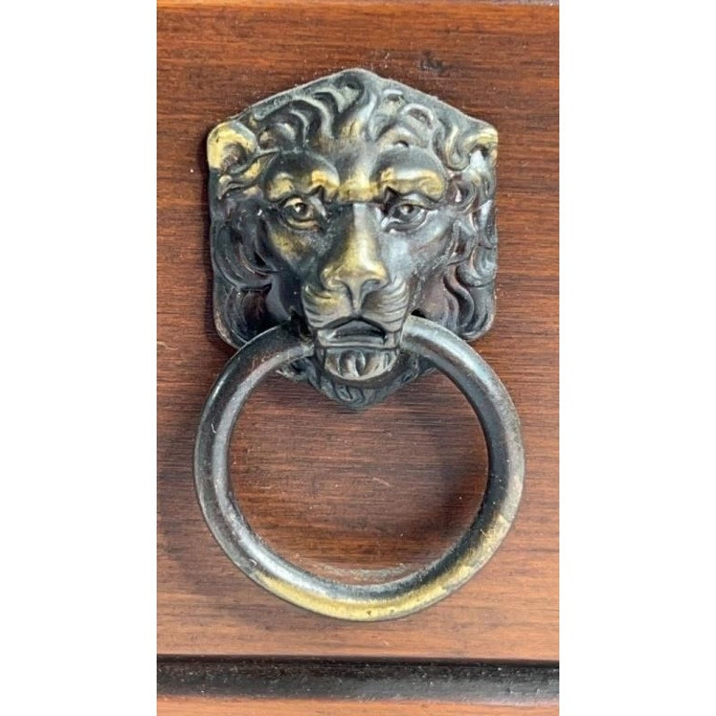 Solid Wood Decorative Storage Box w/ Lion Head Side Handles – Unique Shape 12"