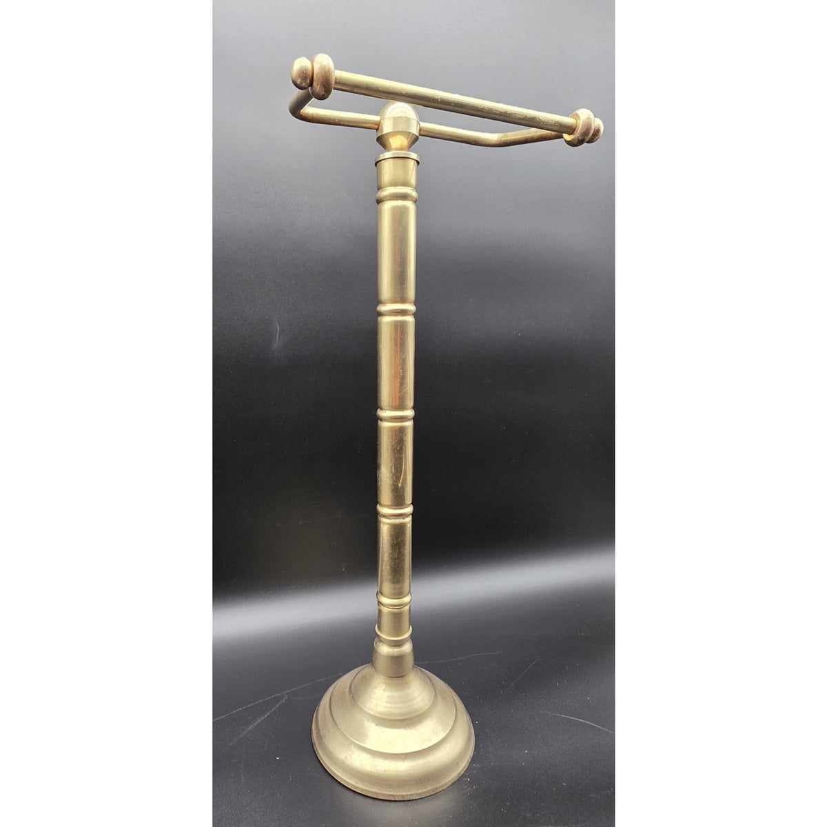 Vintage Brass Toilet Paper Holder Stand Free Standing Bathroom Roll Caddy 22"