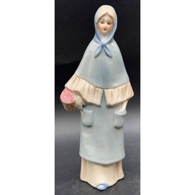 3 VTG Frankel Porcelain Lady Figurines Old Lady, Blue Scarf, & Duck Holder