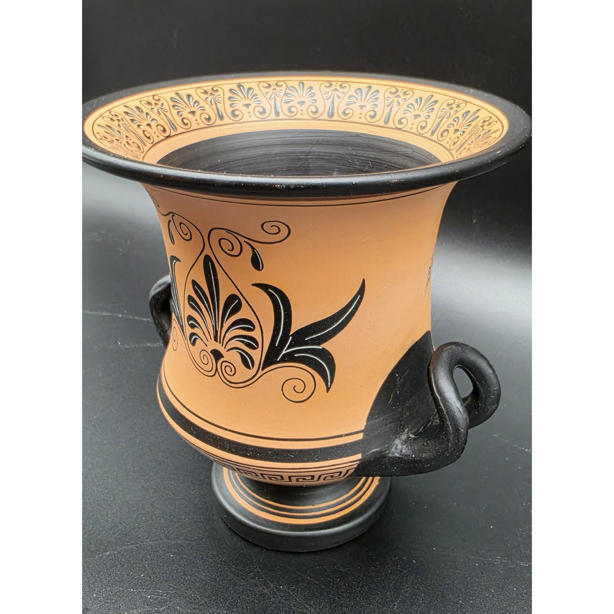 Vintage Greek Vase Dionysus Satyr Athens Pottery Calyx-Krater Lambrou Bros 7.25"
