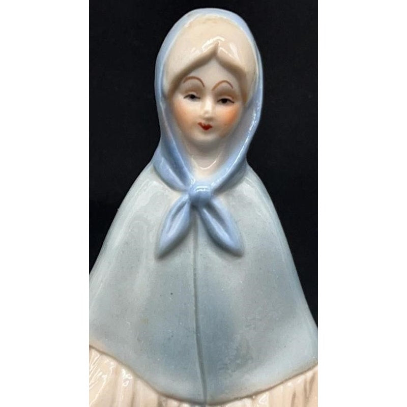 3 VTG Frankel Porcelain Lady Figurines Old Lady, Blue Scarf, & Duck Holder