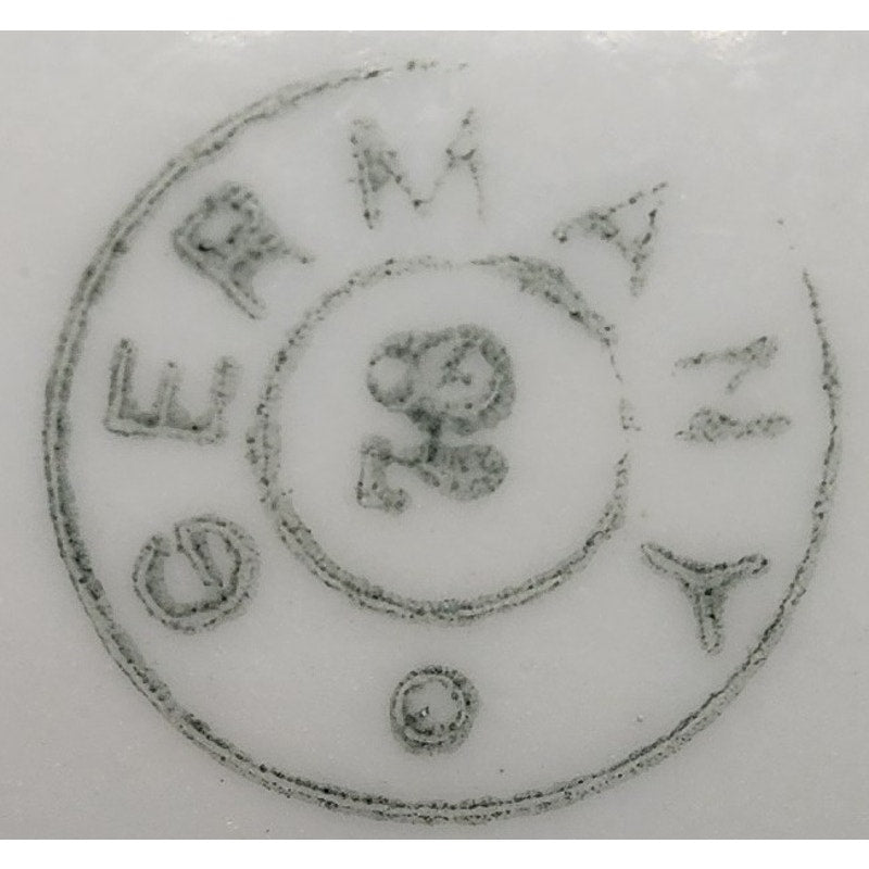 Antique German Hand Painted Porcelain Bowl Set 3pc Floral Scalloped Pedestal