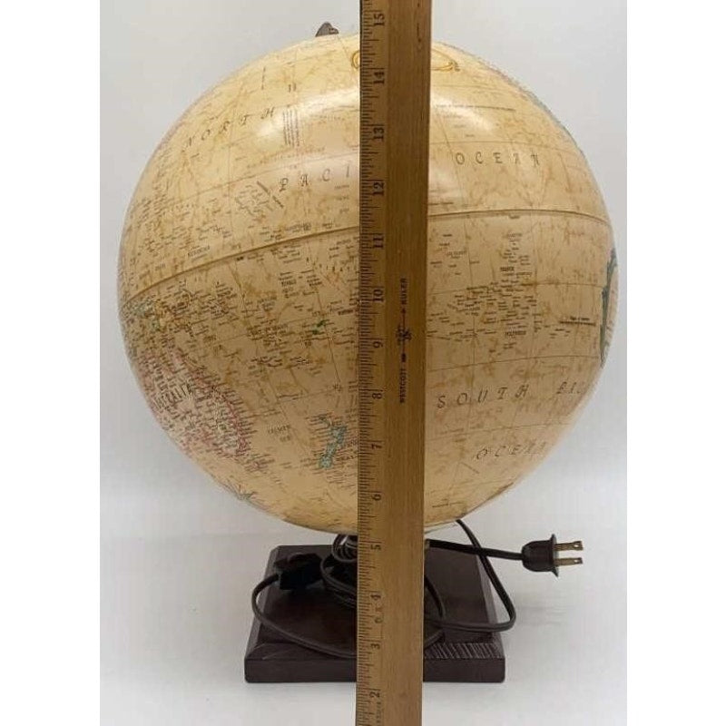 Replogle World Premiere 12" Illuminated Globe Vintage Wood Base LED Tested