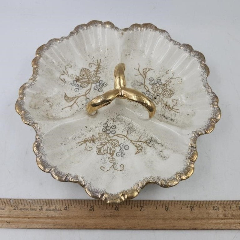 Vintage Lefton China Hand-Painted Trinket Dish; Japanese Server Bowl w/Spoon & a Covered Bowl