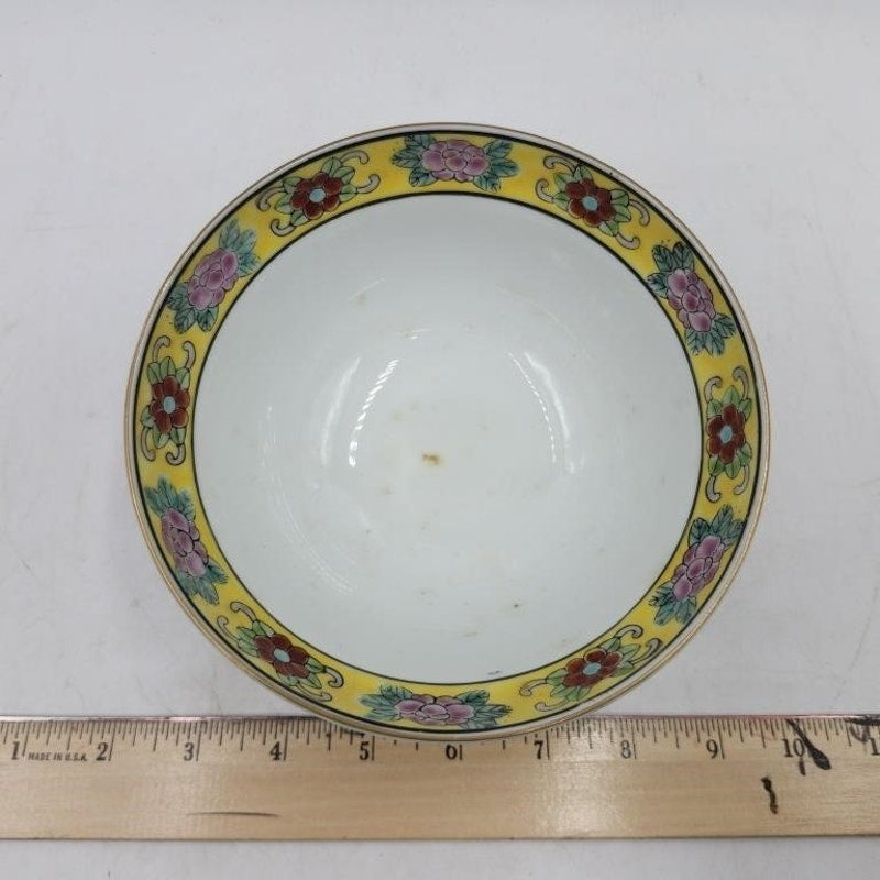 2 Vintage Chinese Famille Noire Porcelain Bowls & Vintage Nippon Two Piece Hand Painted Trinket Bowl