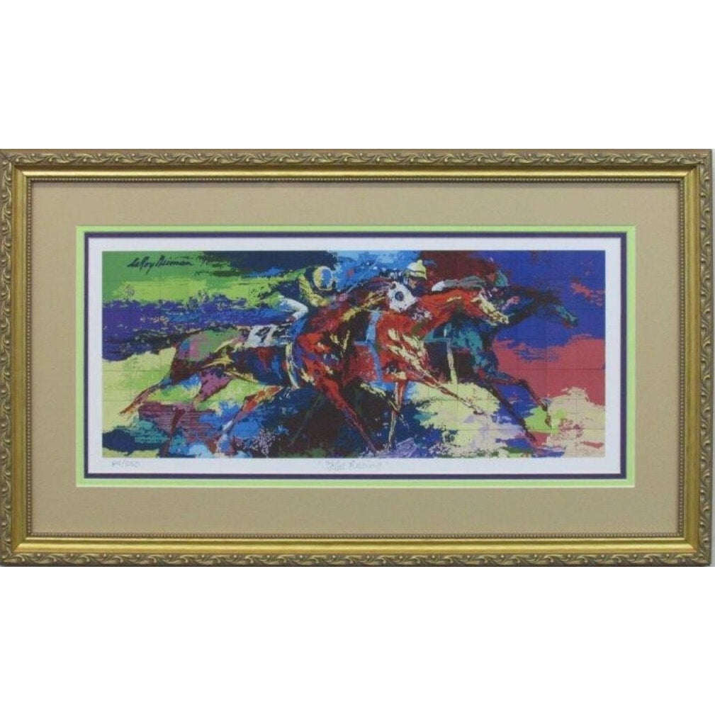 Leroy Neiman Flat Racing Giclée Print 91/250 Framed Horse Race Art 28x18
