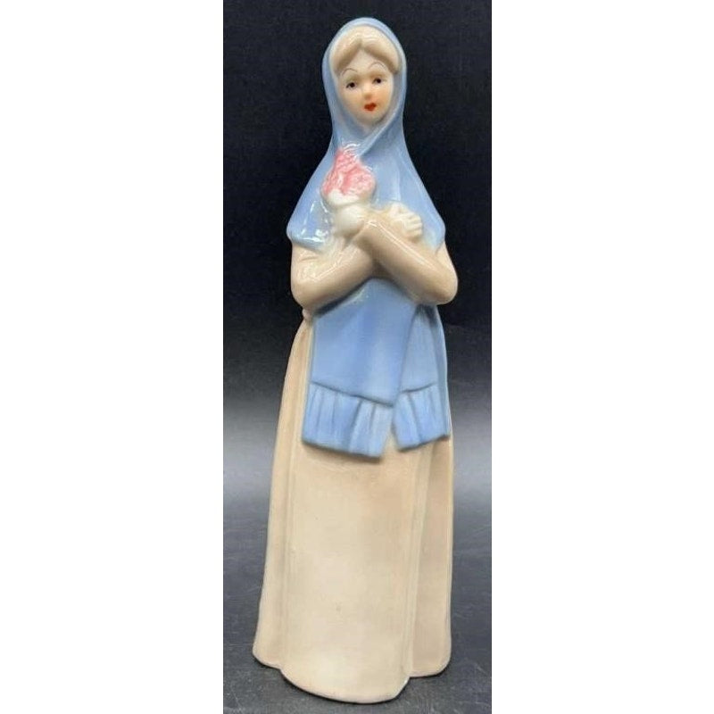 3 VTG Frankel Porcelain Lady Figurines Old Lady, Blue Scarf, & Duck Holder
