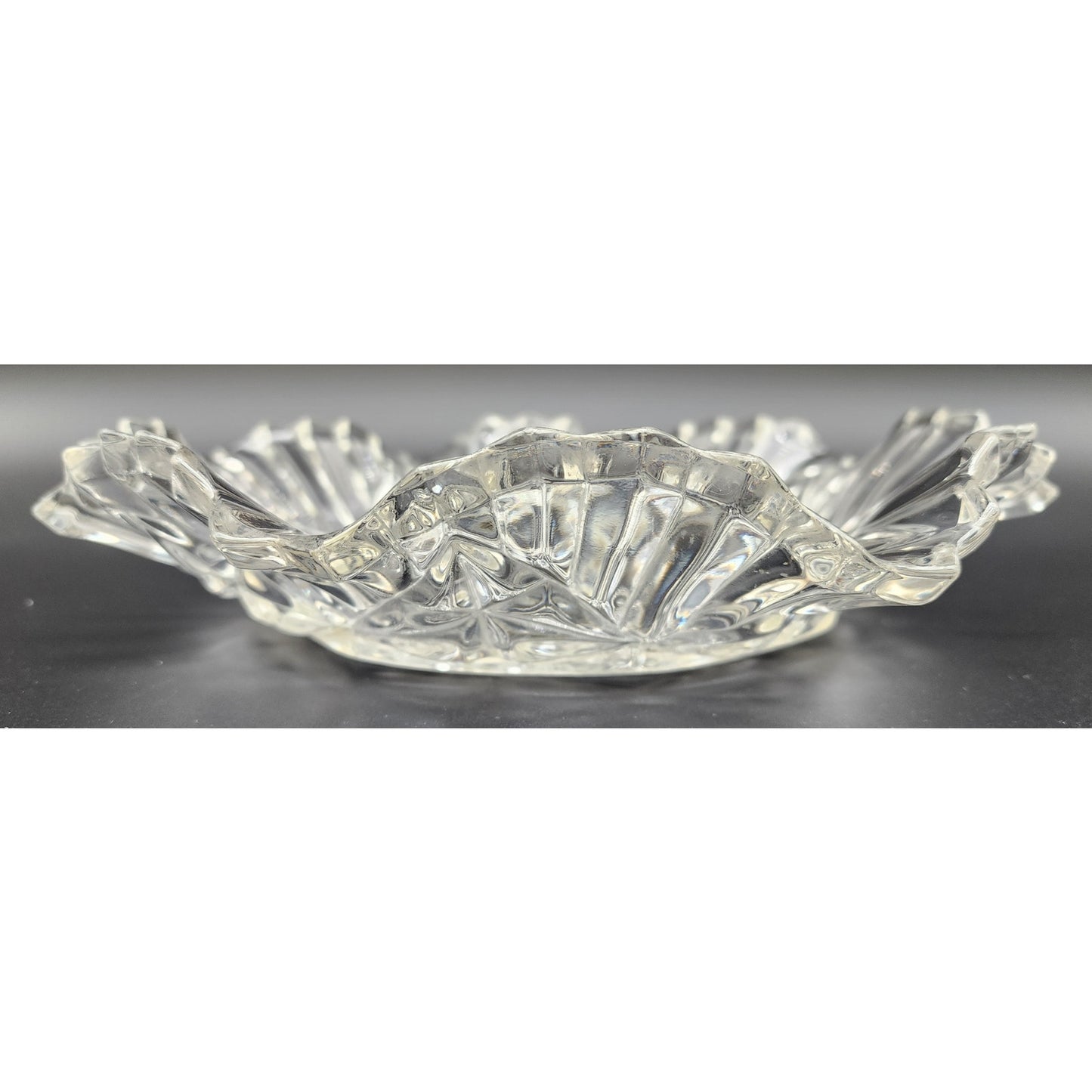 Vintage 11" Indiana Glass Bowl Grapevine Motif Scalloped Fluted Rim Elegant