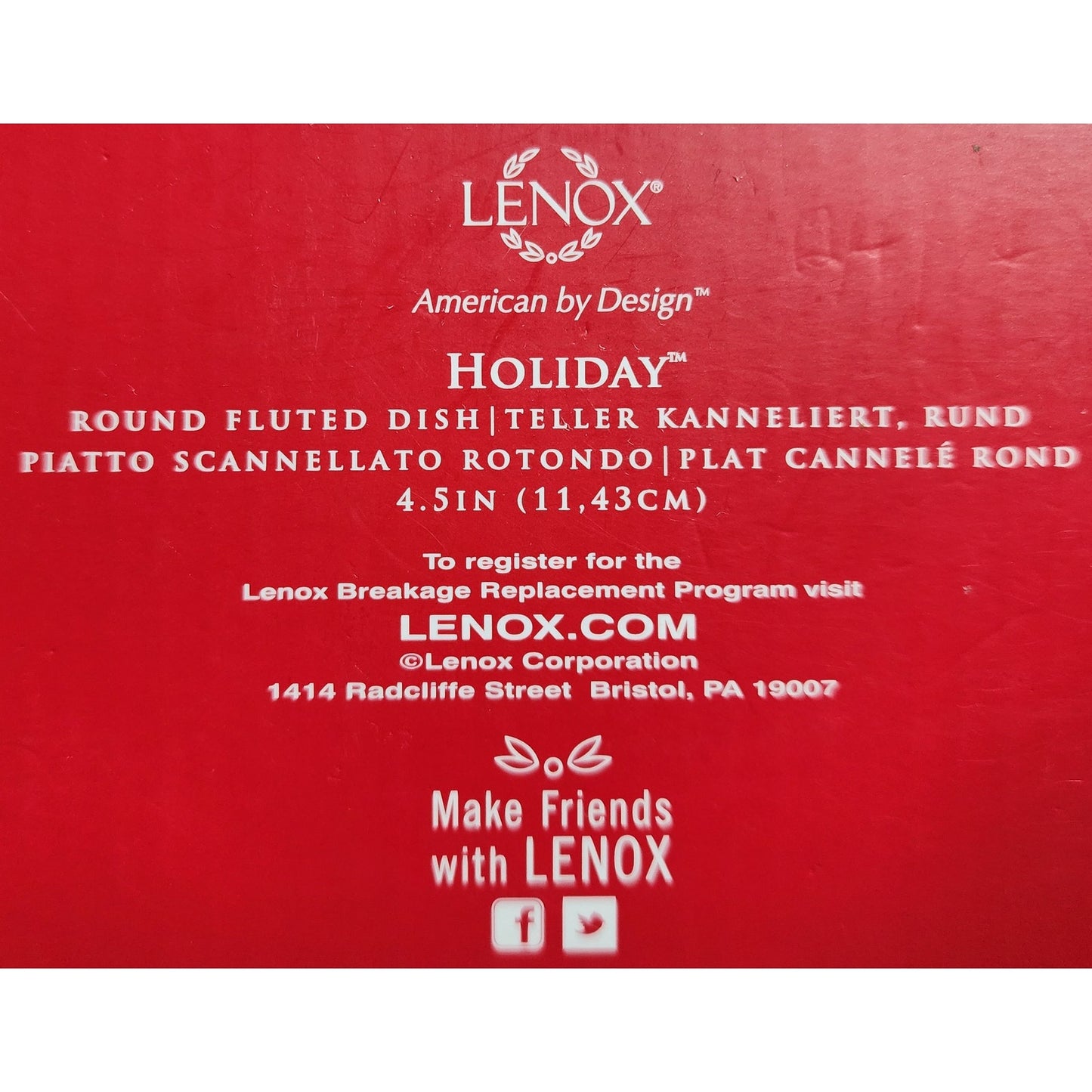 Lenox Holiday Joy Dish 4.5" Fluted 22K Gold Rim w/ Box Vintage Christmas