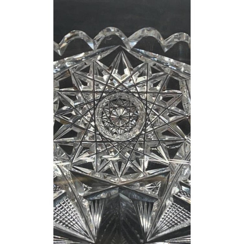 VTG Violetta Lead Crystal Bowl & Libbey Cut Glass Oval Serving Dish Starburst