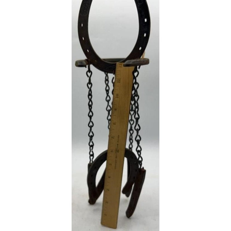 Rustic Handmade Horseshoe Wind Chimes 15" Metal Chains Hearts Western Farmhouse Decor
