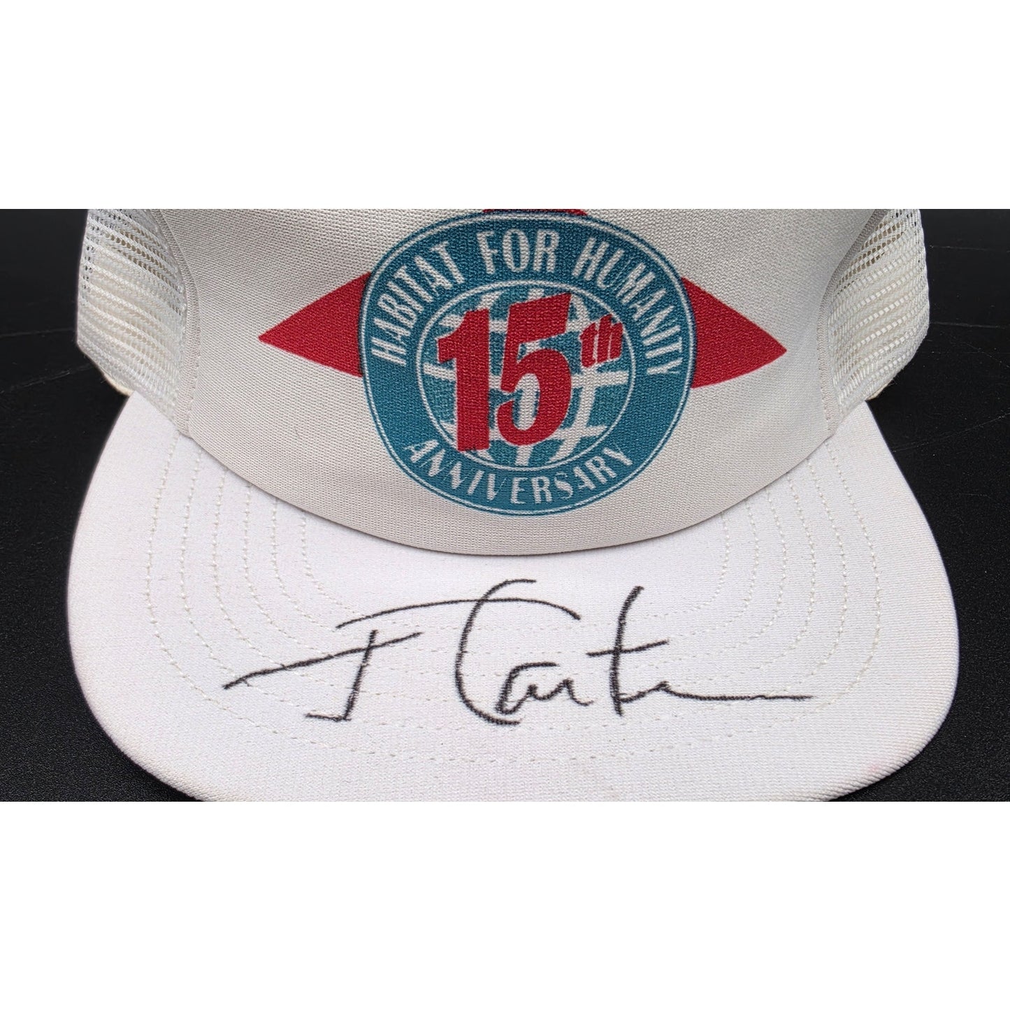 1991 Habitat for Humanity 15th Anniversary Trucker Cap Signed on bill J.  Carter