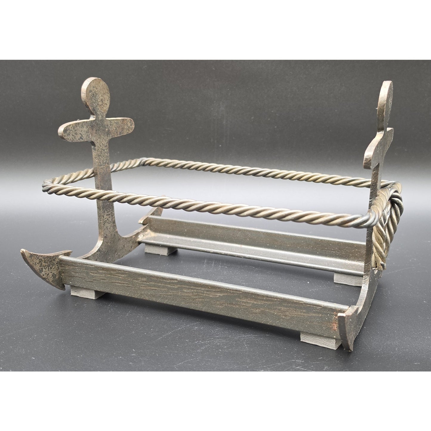Vintage Heavy Metal Nautical Anchor Holder Rack – 11.25" x 8.25" x 7"