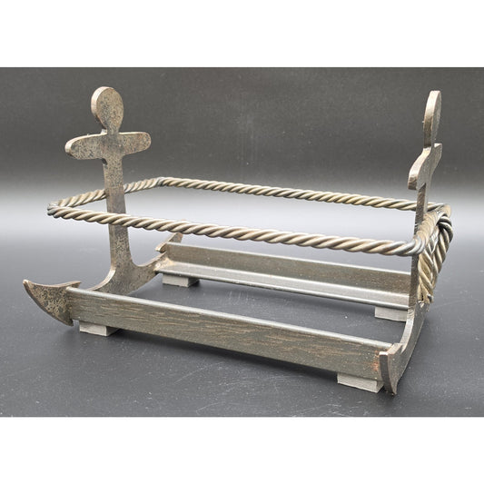 Vintage Heavy Metal Nautical Anchor Holder Rack – 11.25" x 8.25" x 7"