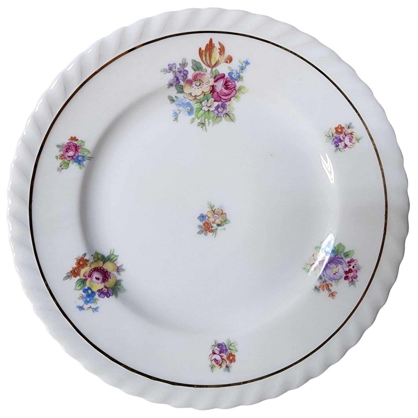 Vtg Franconia Krautheim Selb Bavaria Gretchen 24pc Floral Set Gold Scalloped