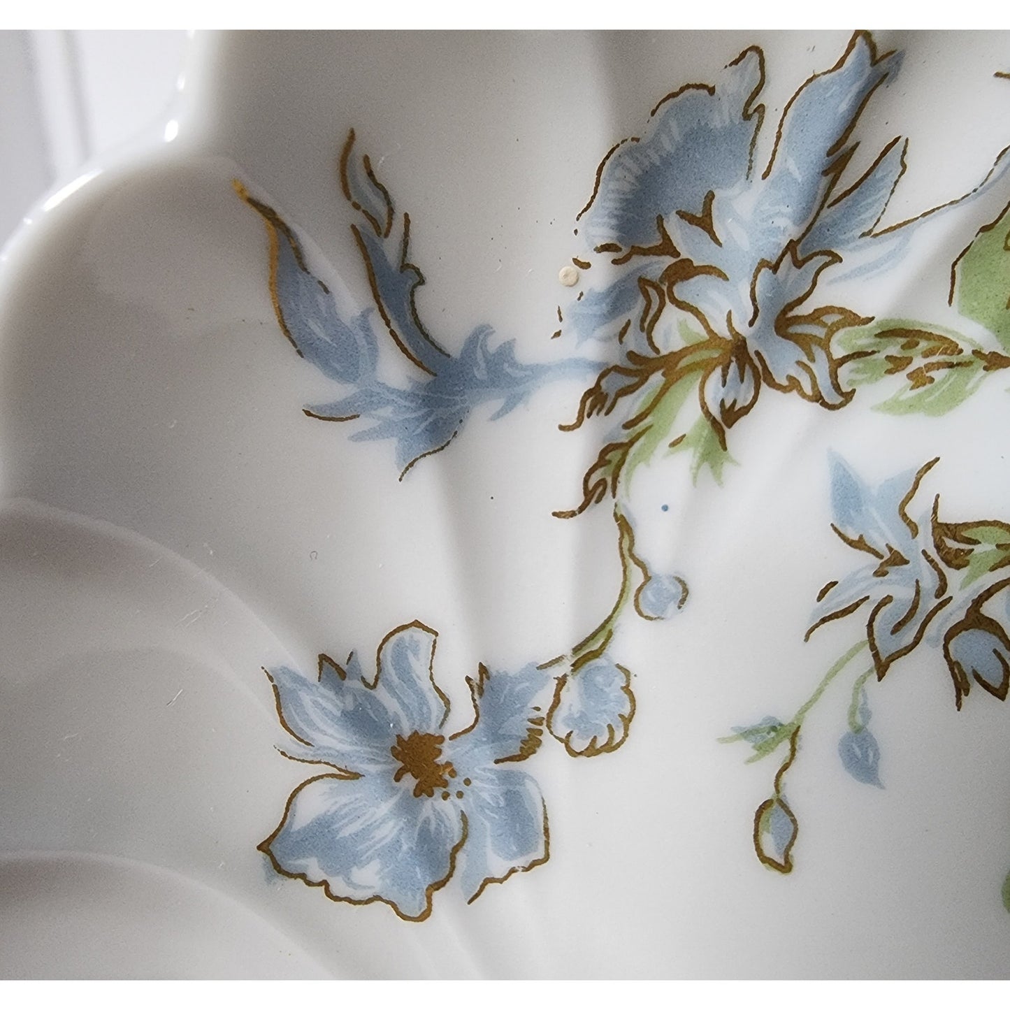 Haviland Limoges France 5" Porcelain Plate Blue Florals Gold Gilt Swirl Rim Vtg