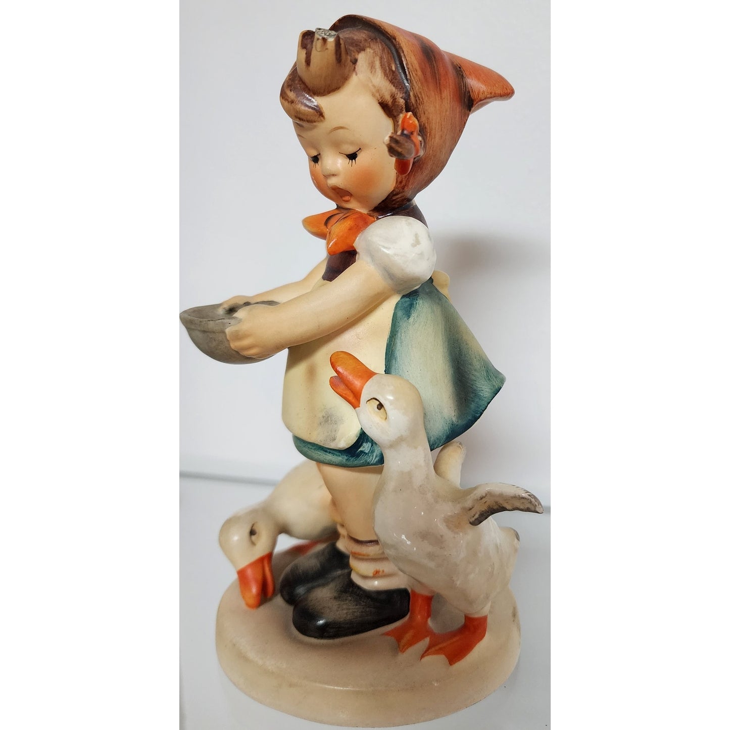 Hummel Goebel Figurine “Be Patient” TMK-2 Full Bee Girl with Ducks 1950s 6.5"