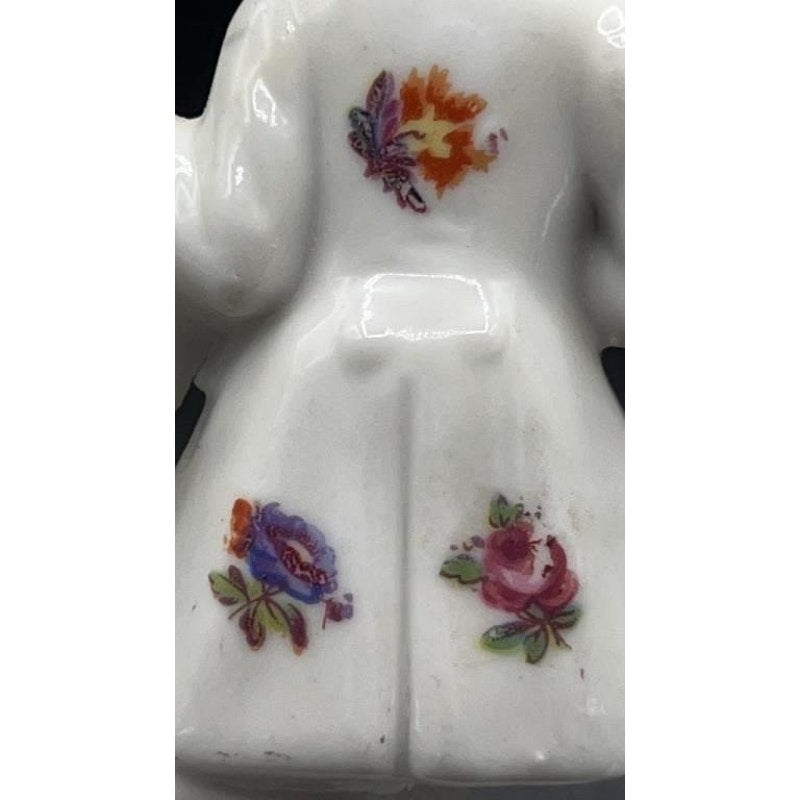VTG Japanese Porcelain Colonial Man & Woman Bookends Hand-painted; 22K Gold Accent 5.25"
