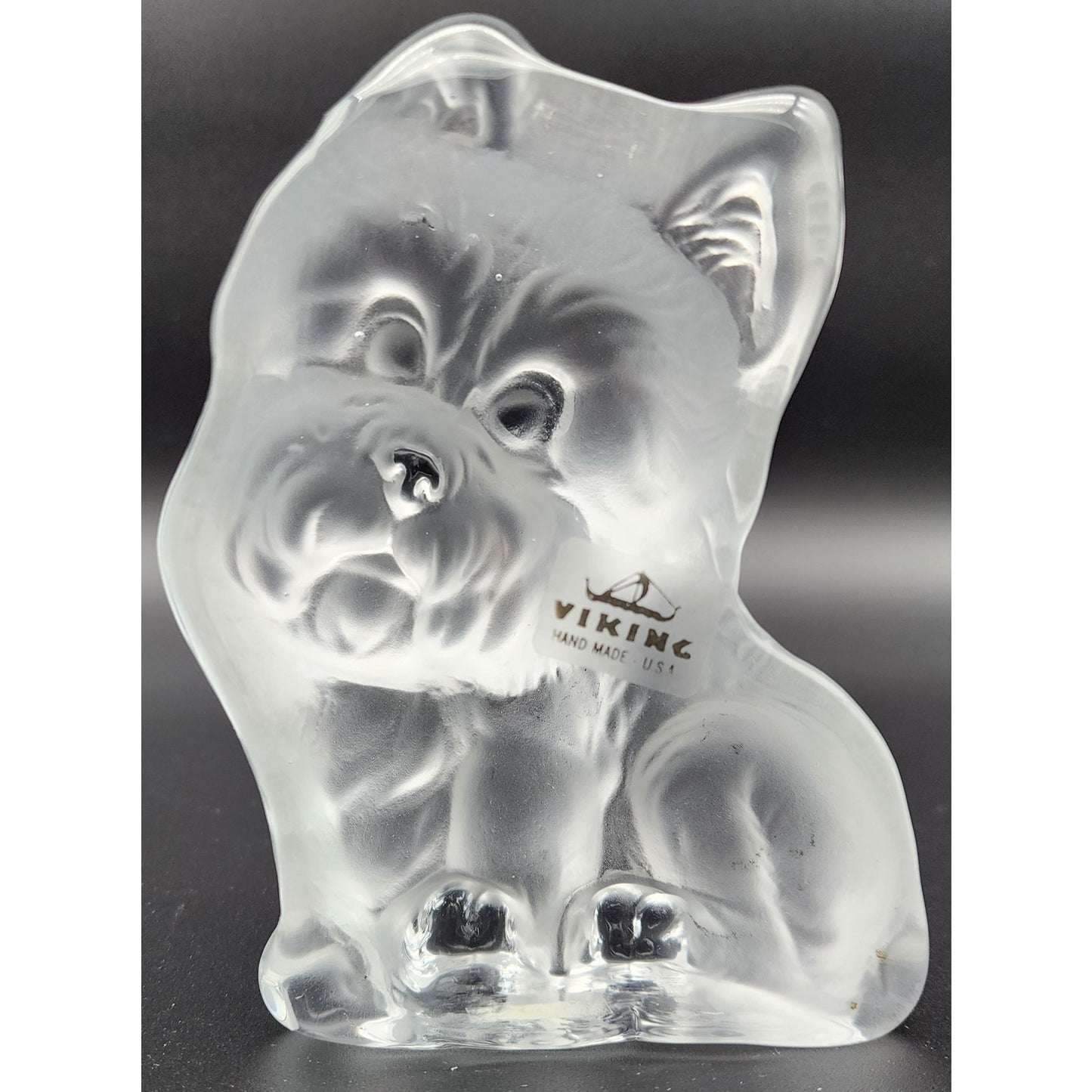 Viking Glass Hand Made USA Scottish Terrier Paperweight Bookend 5.25” Figurine