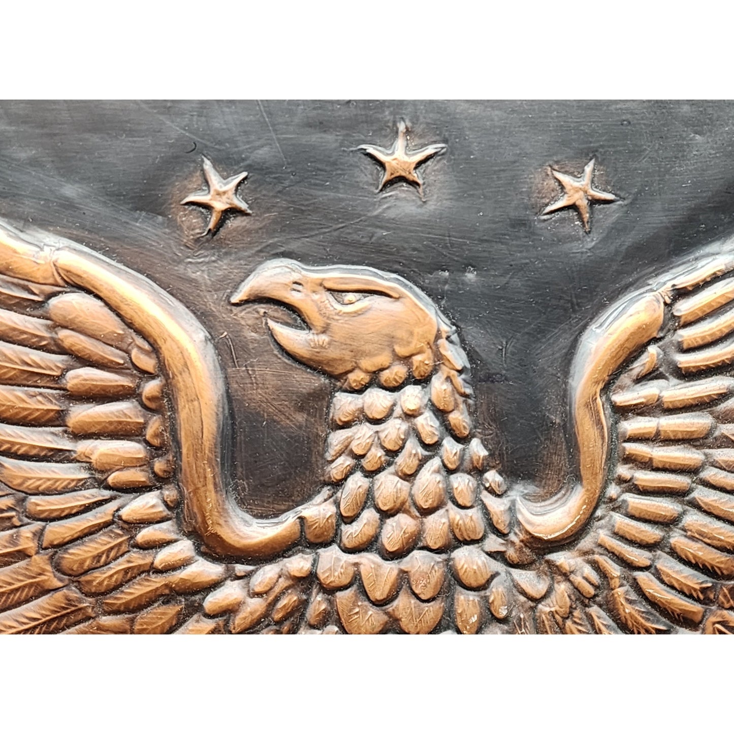 Vintage Embossed Copper Eagle Art 19x11 Patriotic Handmade Metal Wall Panel