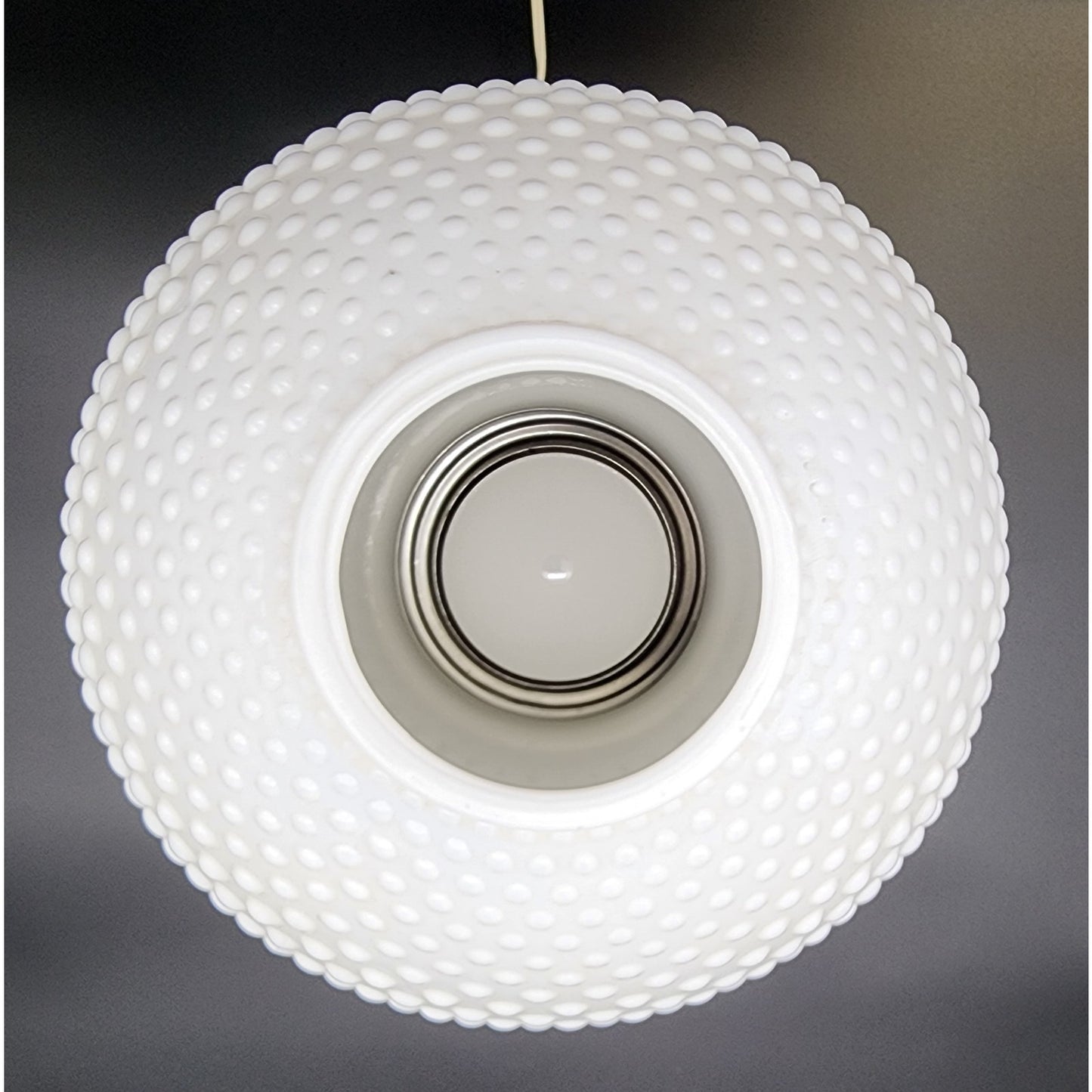 Vintage Hobnail Milk Glass Parlor Lamp Marble Base 20" Working LED Bulb