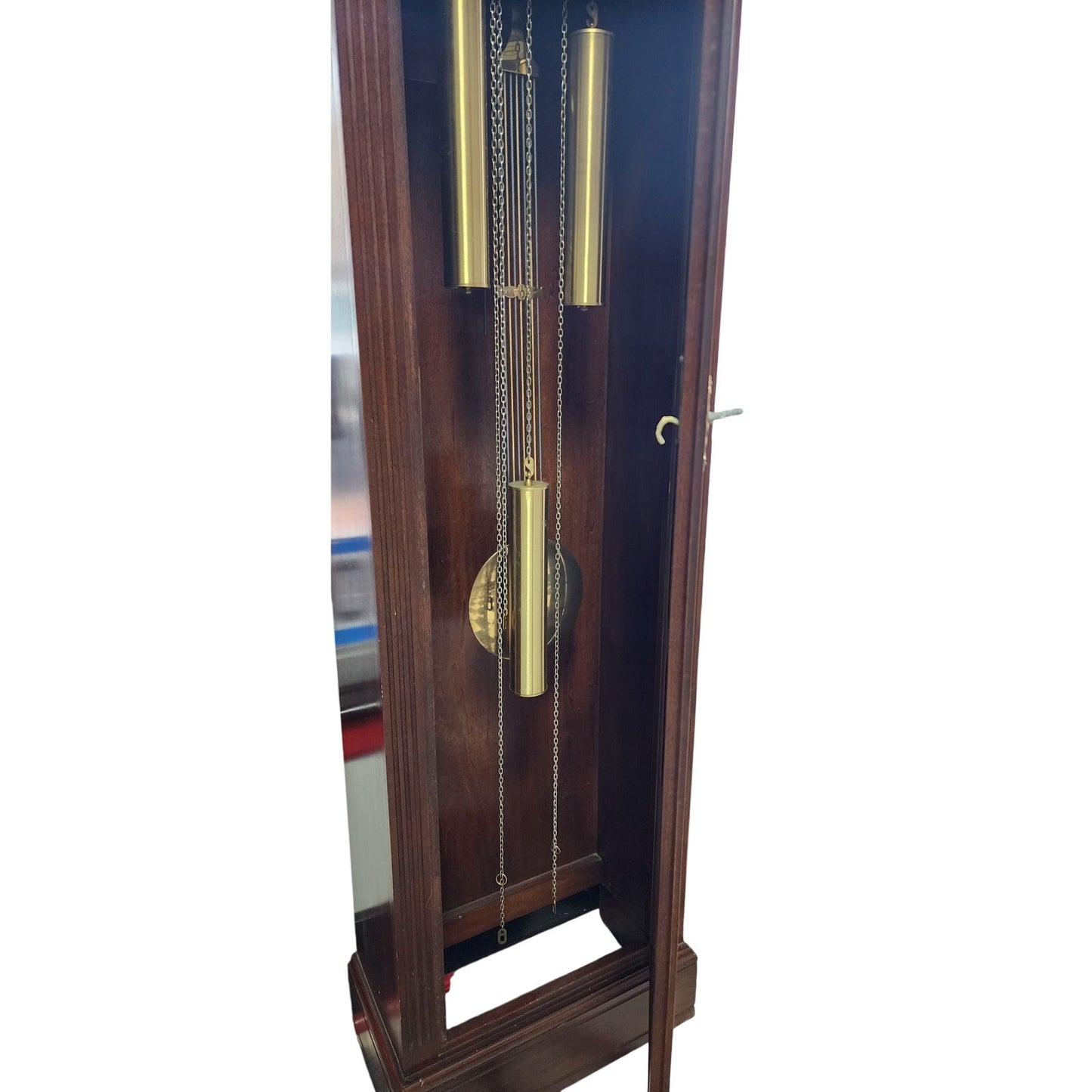 VTG Tempus Fugit Grandfather Clock Walnut Wood 79" Works w/ Chimes -Local Pickup Only!