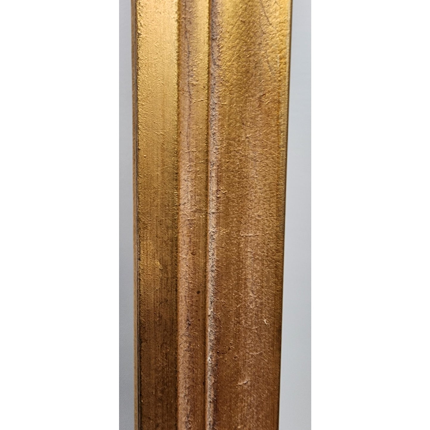 Vintage Beveled Glass Mirror – Ornate Gold Wood Frame, 44” Tall Elegant Design