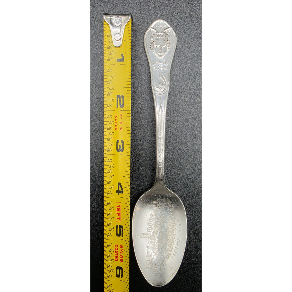 1933 Chicago Worlds Fair Souvenir Silver Spoon Wm A Rogers Science Court Travel