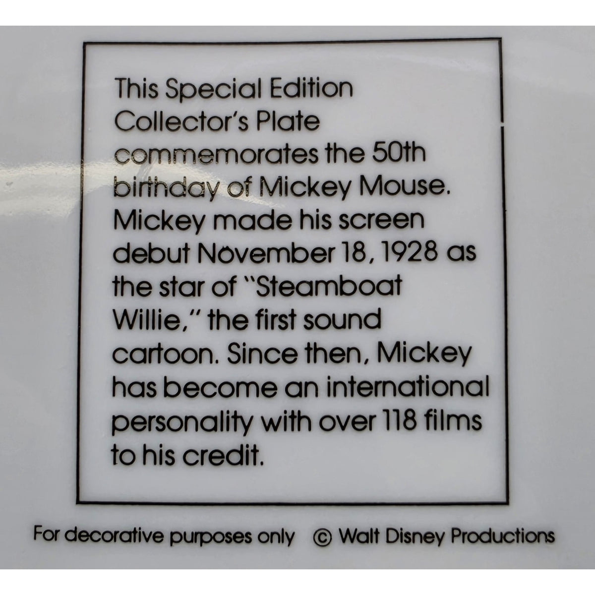 Vintage Mickey Mouse 50th Birthday Commemorative Plate 1978 Gold Rim Disney 9.25"