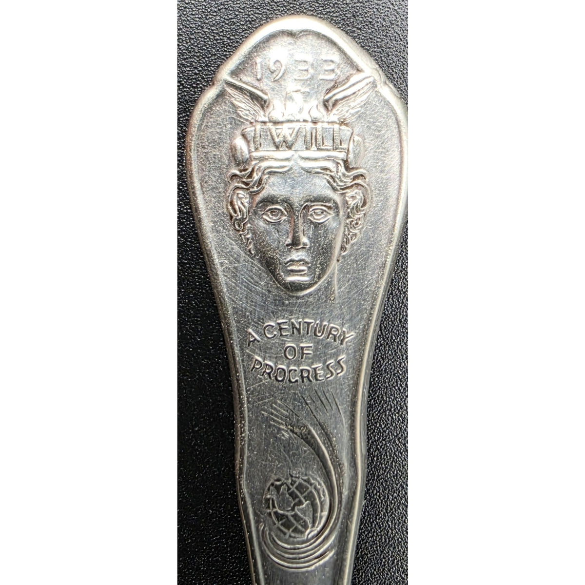 1933 Chicago Worlds Fair Souvenir Silver Spoon Wm A Rogers Science Court Travel